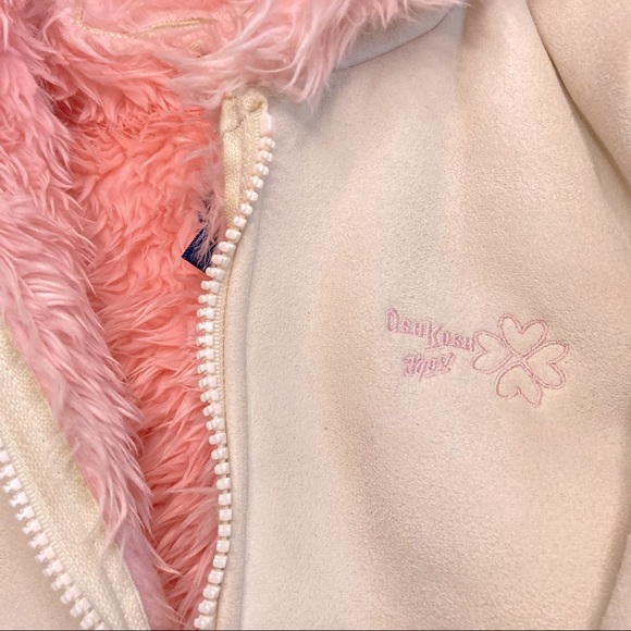 Oshkosh | Girls White and Pink Faux Suede Coat - Picture 6 of 11